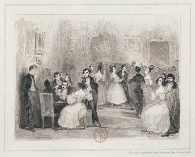 Soiree van de kunstenaars, 1831 door Tony Johannot